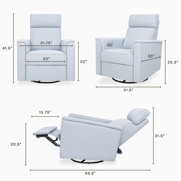 Verlain Power Glider Recliner with Adjustable Headrest – Cozy Nursery Chair - Image 23