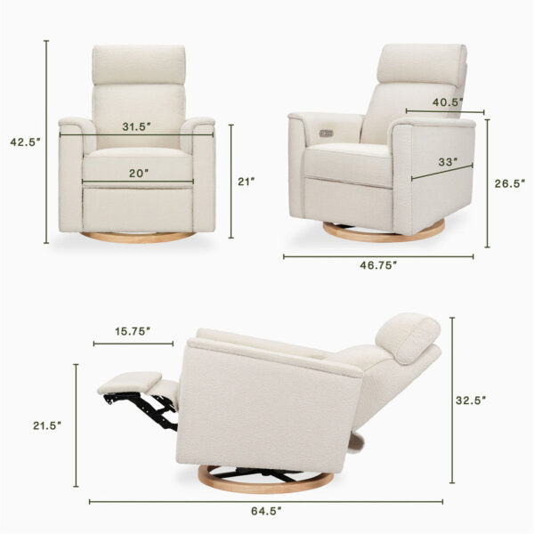 Verlain Power Glider Recliner with Adjustable Headrest – Cozy Nursery Chair - Image 46