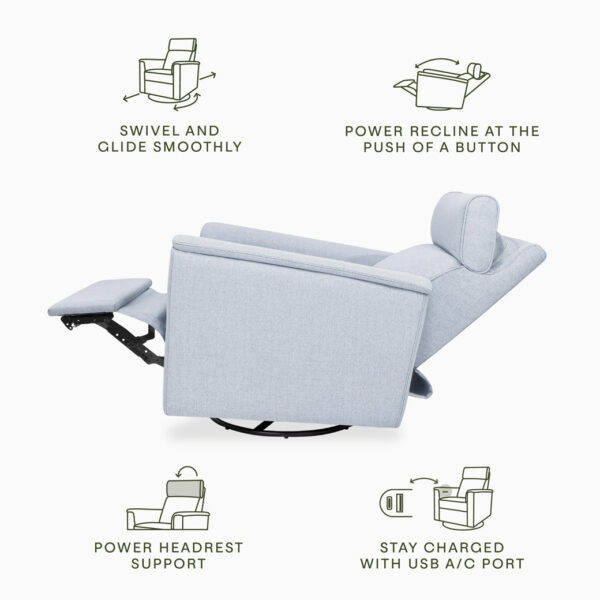Verlain Power Glider Recliner with Adjustable Headrest – Cozy Nursery Chair - Image 21