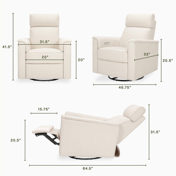 Verlain Power Glider Recliner with Adjustable Headrest – Cozy Nursery Chair - Image 41